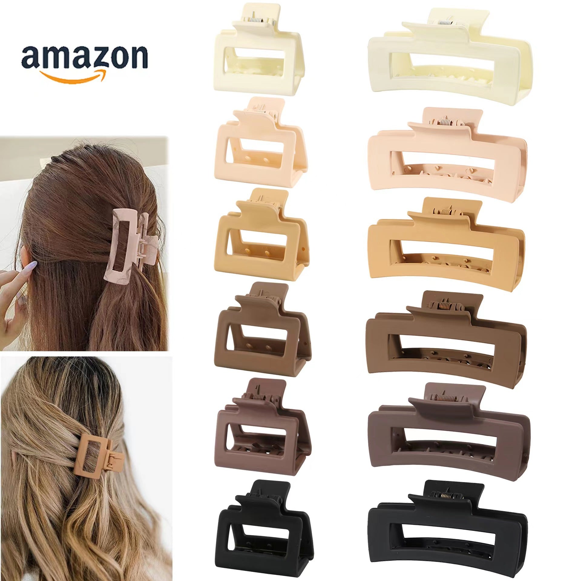 Wholesale Large Size Set of Simple Frosted Keel Shiny Plastic Hair Clips